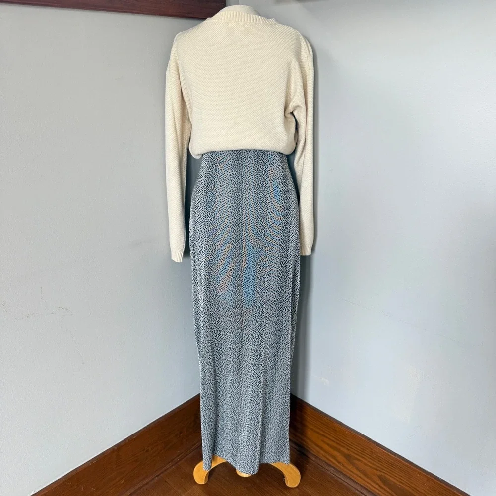 Vintage GANTOS Maxi Skirt Size XS/S Black White Animal Cheetah Print‎ Indie